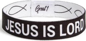 Great 1 JESUS IS LORD Ichthys Symbol/Jesus Fish Bracelet - Inspirational Religious Christian Reversible Stretch Wristband