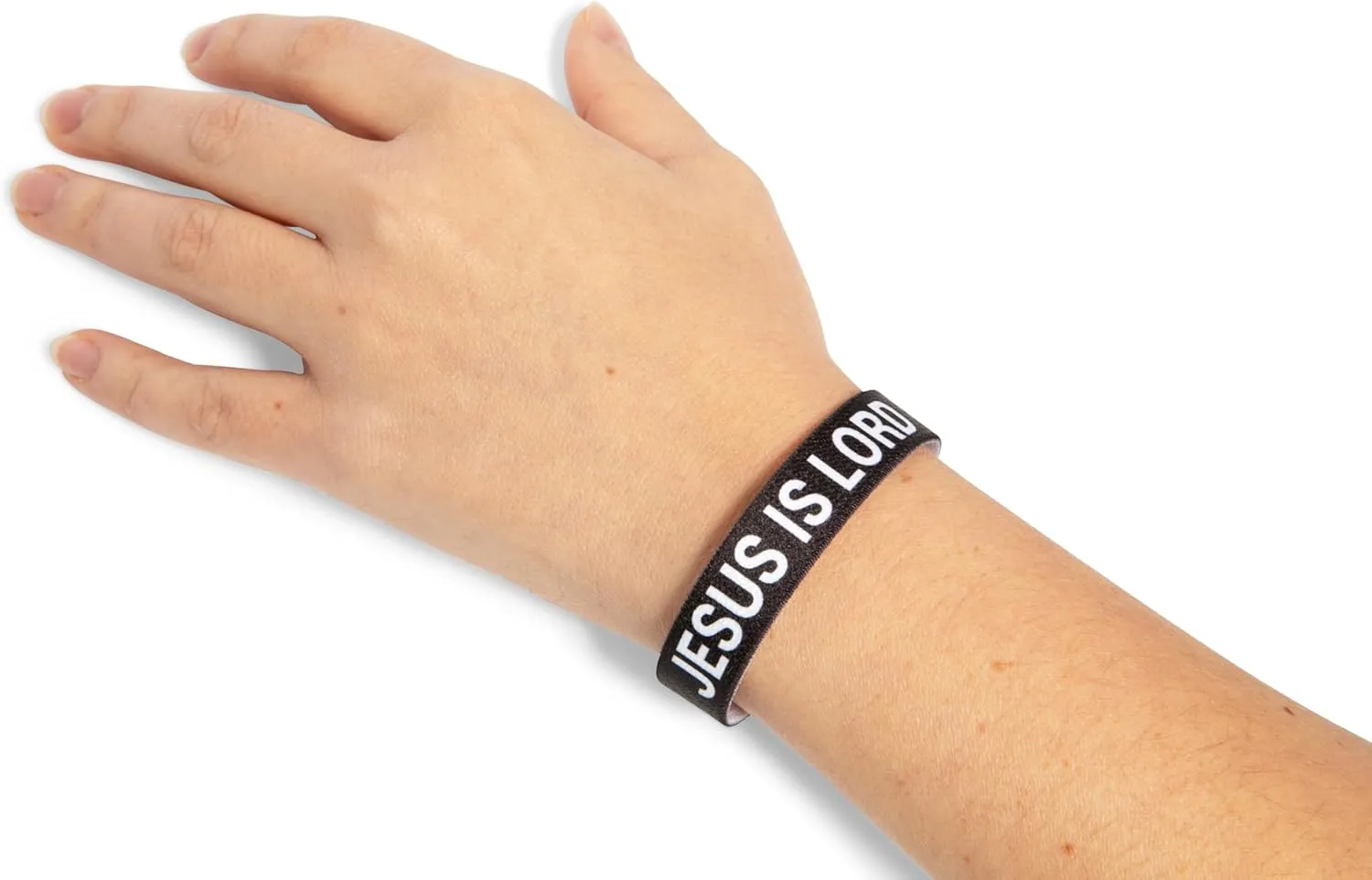 Great 1 JESUS IS LORD Ichthys Symbol/Jesus Fish Bracelet - Inspirational Religious Christian Reversible Stretch Wristband