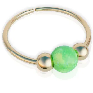 Green Opal Gold Nose Ring Hoop - 14k Gold Filled Nose Piercing ring - 24g Gold Opal Nose Hoop - Light Green 3mm Opal Nose Ring - Perfect Gift for Women