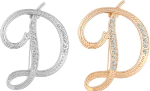 HAFILO 2 pack initial letter brooch pin for women girl 26 letters A-Z fashion brooches collar pins Gold silver