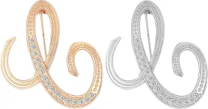 HAFILO 2 pack initial letter brooch pin for women girl 26 letters A-Z fashion brooches collar pins Gold silver
