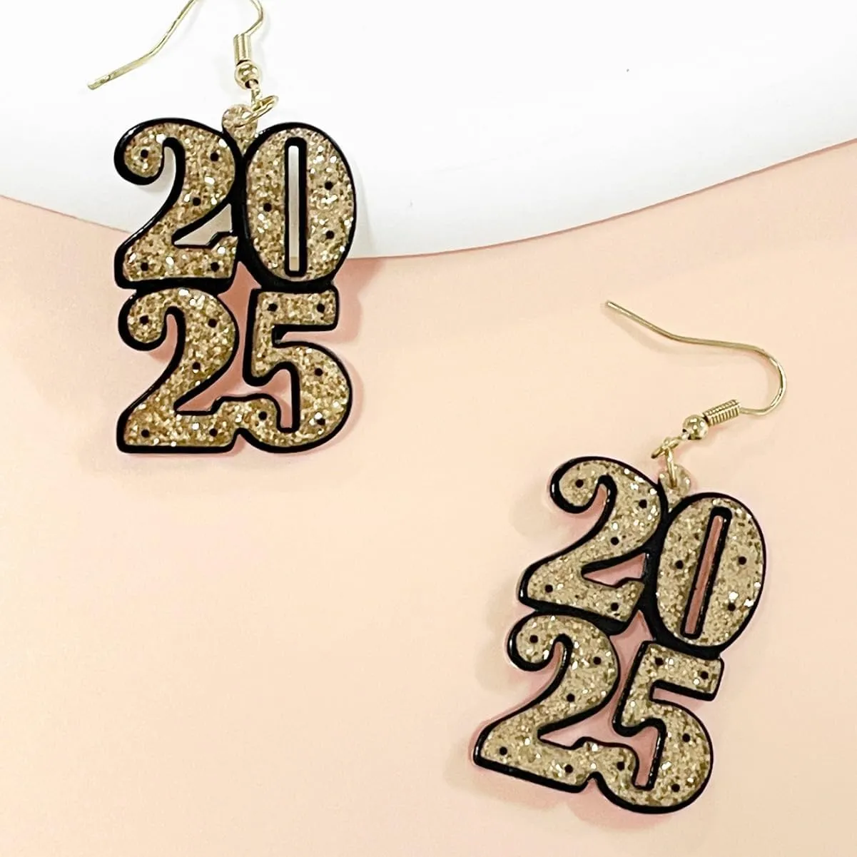 Happy New Year Earrings for Women Glitter 2025 Letters Acrylic Drop Dangle Earrings Holiday Party New Years Eve Earrings Christmas Gifts