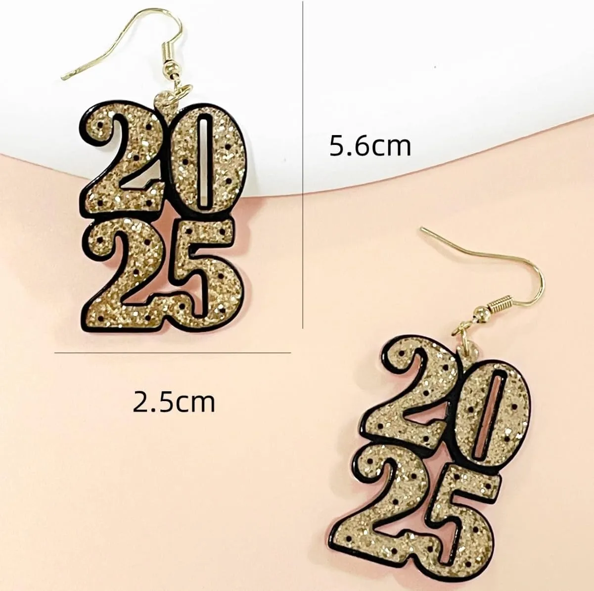 Happy New Year Earrings for Women Glitter 2025 Letters Acrylic Drop Dangle Earrings Holiday Party New Years Eve Earrings Christmas Gifts