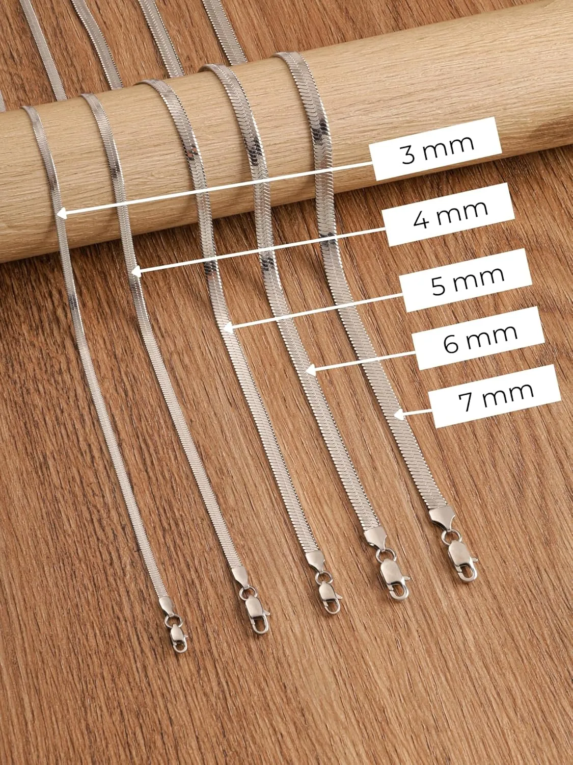HAQUIL Flexible Stainless Steel Herringbone Snake Chain Necklace, Jewelry Gift for Men and Women 16/18/20/22/24/26/28/30' 3/4/5/6/7mm