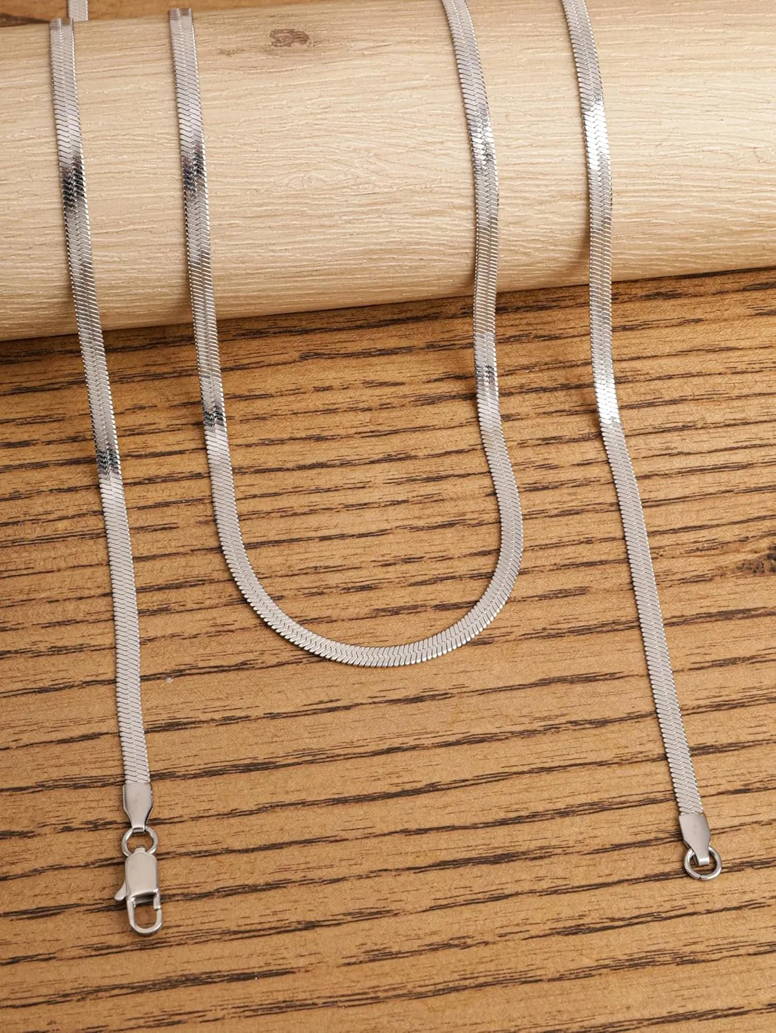 HAQUIL Flexible Stainless Steel Herringbone Snake Chain Necklace, Jewelry Gift for Men and Women 16/18/20/22/24/26/28/30' 3/4/5/6/7mm