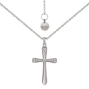 Heart Cross Necklace for Women - Sterling Silver, Rhodium-Plated, Family/Friendship/Romance/Self-Love Symbols, Adjustable 18 1 1 Inch, Hypoallergenic, Ideal choice for gift
