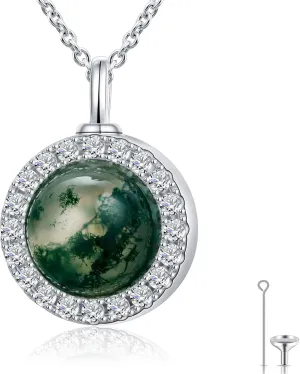 Heart/Water Drop/Round Opal Urn Necklaces for Ashes for Women 925 Sterling Silver Opal Keepsake Urn Necklace Memorial Pendant Cremation Jewelry Gifts for Women