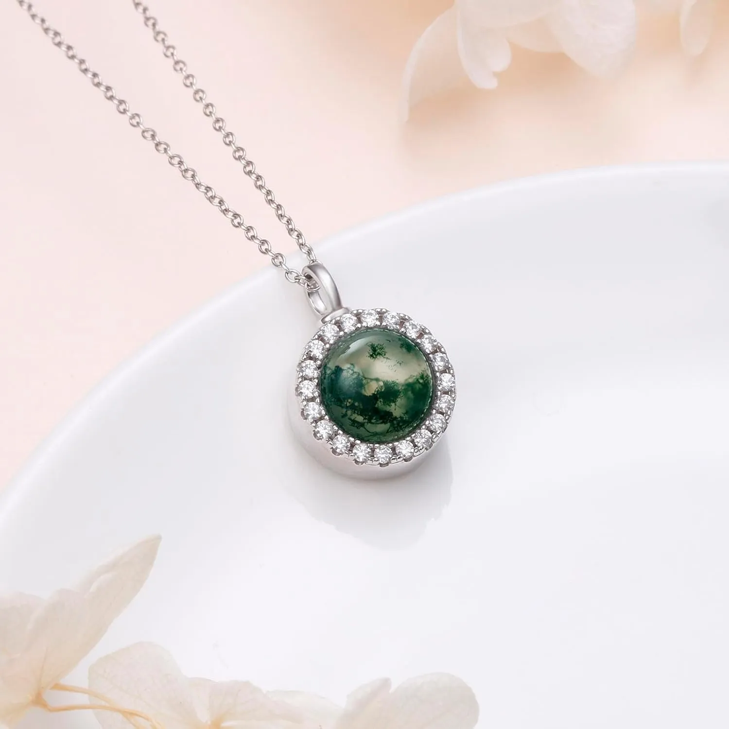 Heart/Water Drop/Round Opal Urn Necklaces for Ashes for Women 925 Sterling Silver Opal Keepsake Urn Necklace Memorial Pendant Cremation Jewelry Gifts for Women