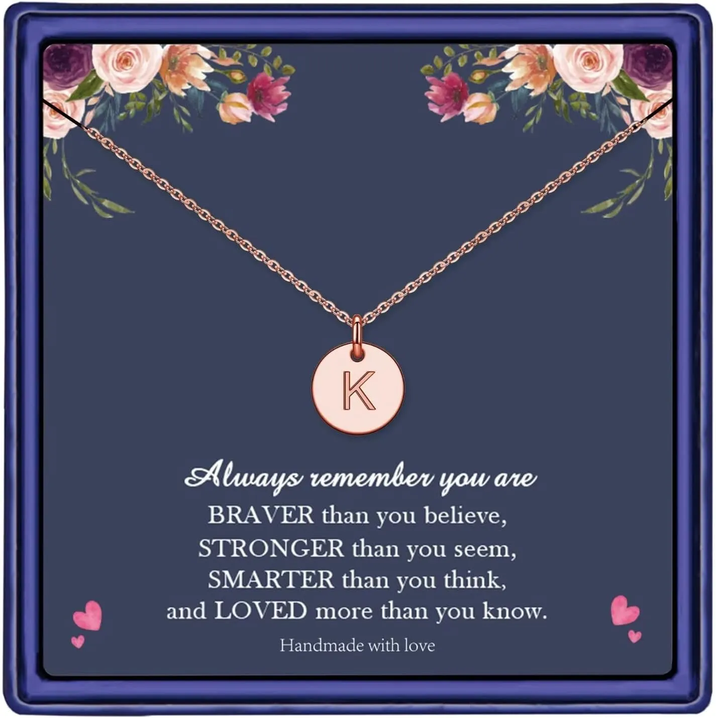 Hidepoo Disc Initial Necklaces for Girls Women - 14K Gold/Rose Gold Plated Disc Double Sided Engraved Hammered Initial Necklace Personalized Letter Pendant Initial Necklace Jewelry Gifts for Girls
