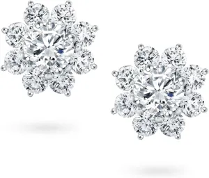 High-Carbon Diamond Stud Earrings 18K White Gold Plated Brilliant Round Cut Lab Created Diamond S925 Sterling Silver Hypoallergenic Stud Earrings for Women