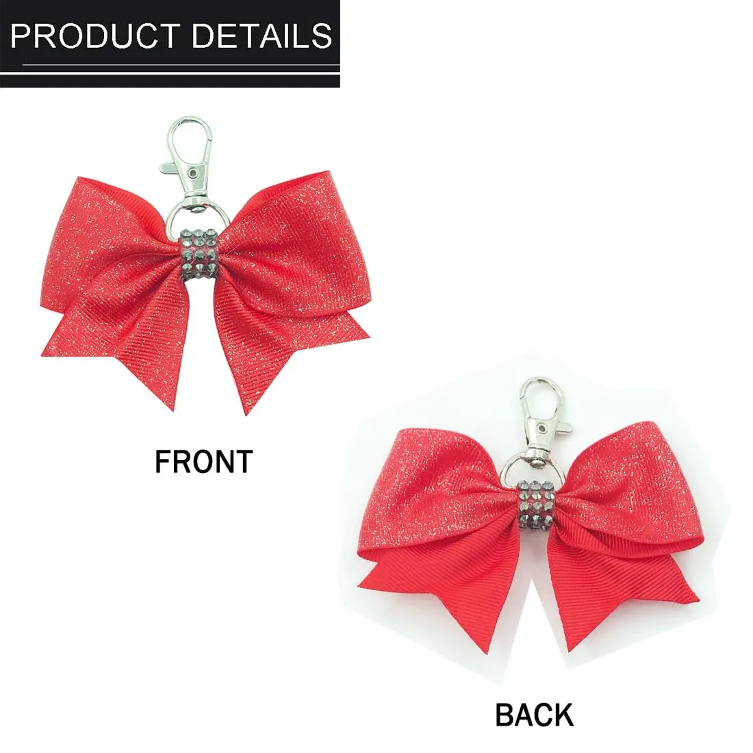 Hipcheer Glitter Cheer Bow Keychain for Cheerleading Teen Girls High School College Sports (Red)