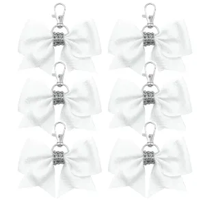 Hipcheer Glitter Cheer Bow Keychain for Cheerleading Teen Girls High School College Sports (White)