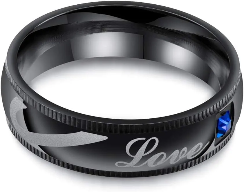 His & Hers Half Heart Couple Rings Matching Promise Rings Set for Couples Love You Forever Wedding Engagement Bands Top Ring for Him and Her Stainless Steel