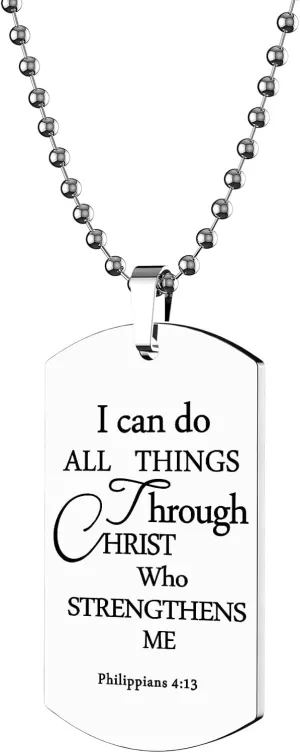 HOFOYA Cross Pendant Necklace With Inspiring Bible Quote from Phil 4:13 Soccer Baseball Basketball Football Volleyball Necklace Jewelry Gift for Men Teen Boys Girls.