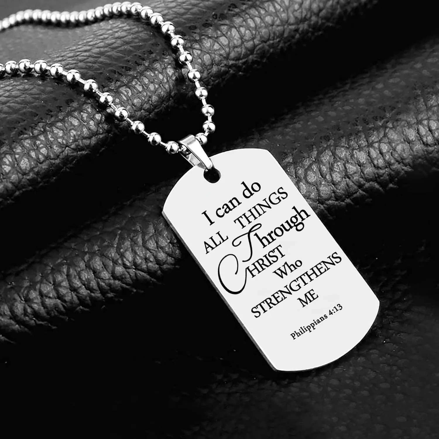 HOFOYA Cross Pendant Necklace With Inspiring Bible Quote from Phil 4:13 Soccer Baseball Basketball Football Volleyball Necklace Jewelry Gift for Men Teen Boys Girls.