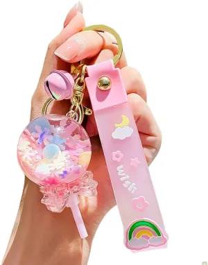 HSYHERE Girls Women Romantic Beautiful Rainbow Bean Candy Snowflake Lollipop Bottle Keychain Keyring Key Chain Key Ring