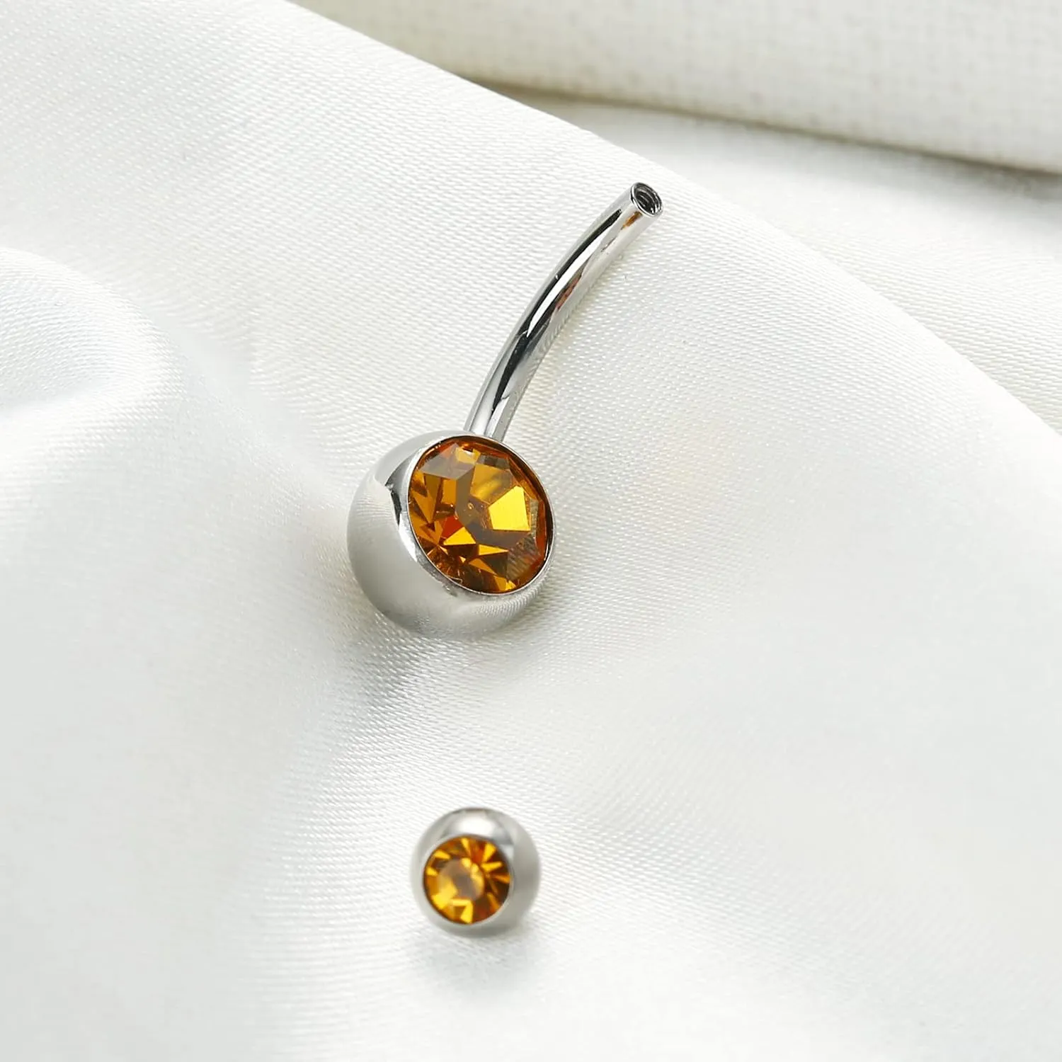 Hypoallergenic 14G 10mm G23 Pure Titanium Internally Threaded Belly Button Rings Petite Navel Ring for Women Body Piercing Jewelry Colorful CZ ASTM F136 Belly Bars