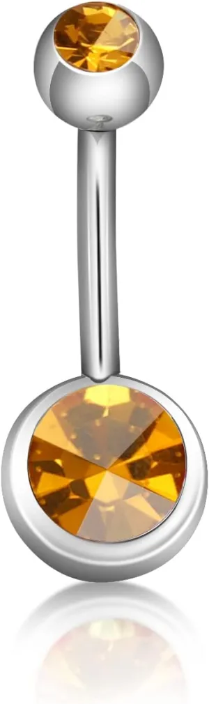 Hypoallergenic 14G 10mm G23 Pure Titanium Internally Threaded Belly Button Rings Petite Navel Ring for Women Body Piercing Jewelry Colorful CZ ASTM F136 Belly Bars