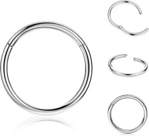 Hypoallergenic ANNGEE Nose Piercing Rings Collection: 316L Surgical Steel Hoop Earrings for Septum, Cartilage, Hinged Helix, Rook, Conch, Tragus, Lip