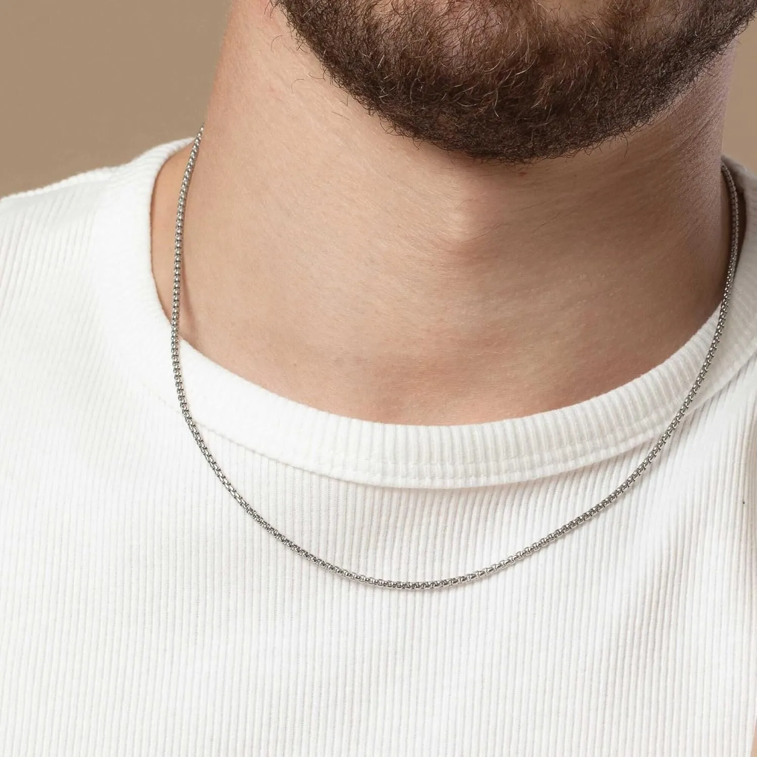 HZMAN 2-6mm Rolo Chain for Men Women Stainless Steel Men's Chain Necklace Round Box Link Chain Necklace 16-30 Inch
