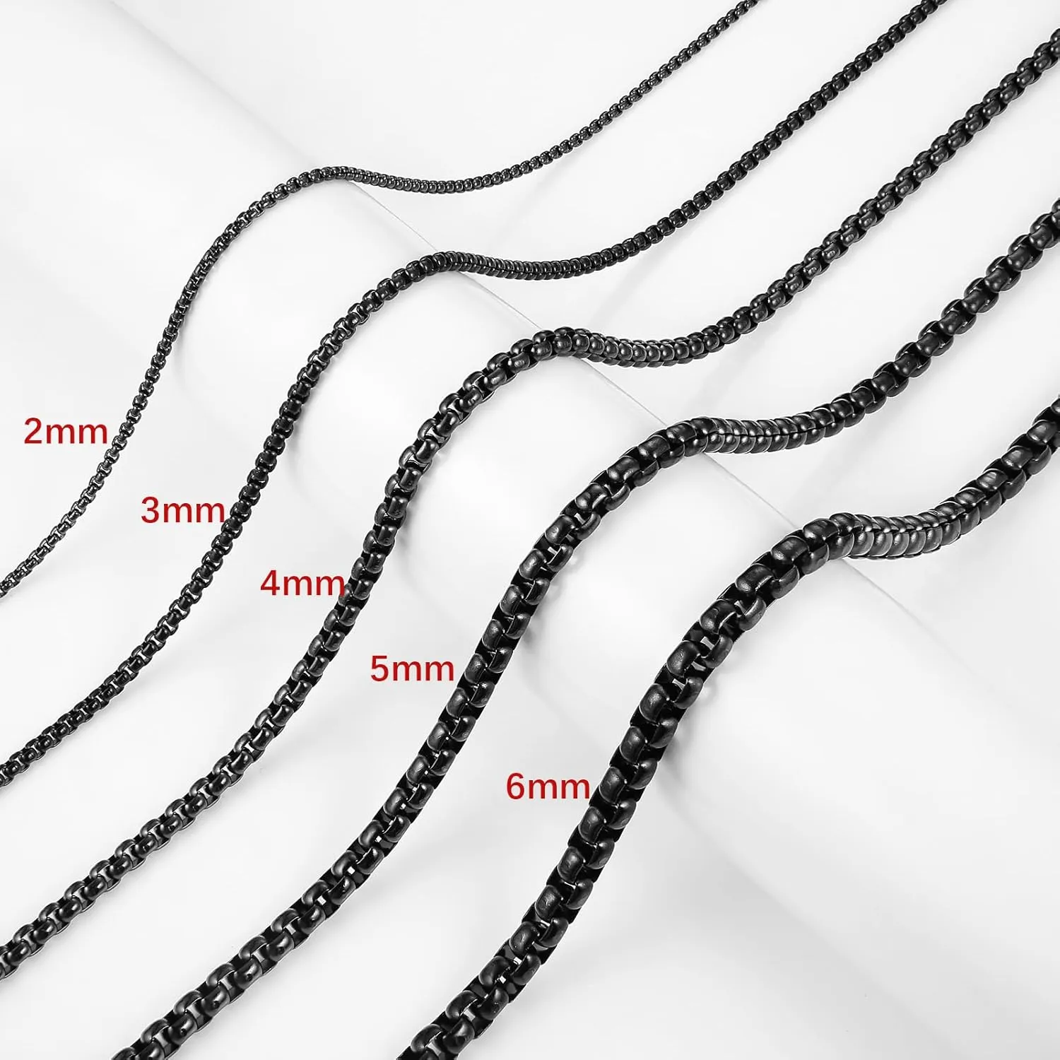HZMAN 2-6mm Rolo Chain for Men Women Stainless Steel Men's Chain Necklace Round Box Link Chain Necklace 16-30 Inch