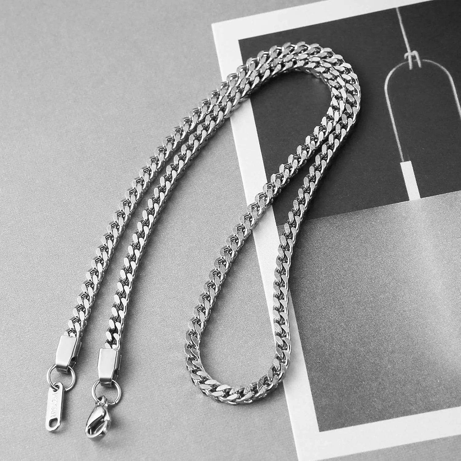 HZMAN Franco Chain for Men 3mm/4mm/5mm/6mm Stainless Steel Men's Chain Square Box Link Chain Necklace 16-30 Inch
