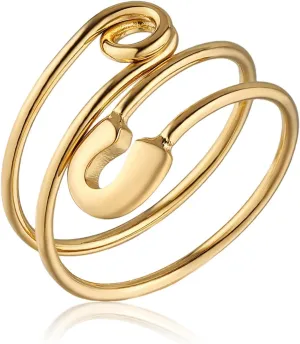 HZMAN Paper Clip Ring for Women 14K Gold Plated Open Stackable Ring Adjustable Thumb Rings Jewelry Gift