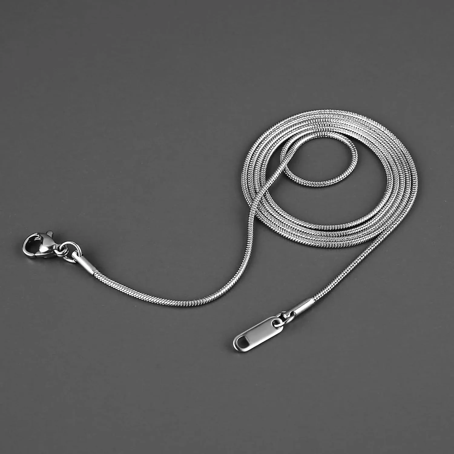 HZMAN Snake Chain Necklace for Men Women Thin Stainless Steel Chain Necklace Hip Hop Men's Choker Necklace 16"-30" Jewelry Gift