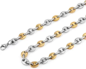 HZMAN Stainless Steel Necklace for Men Hip Hop Polished Coffee Bean Silver Men's Chain Necklace Jewelry Gift