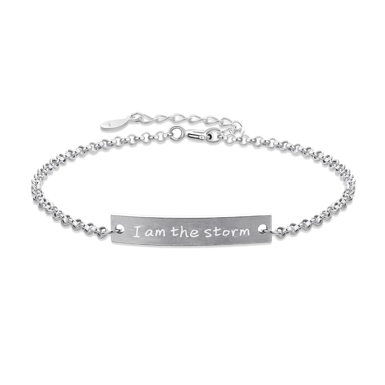 I Am The Storm Bracelet for Women  925 Sterling Silver Engraved Power Word Jewelry, Christian Inspirational Gift, Religious Bracelet for Strength & Faith