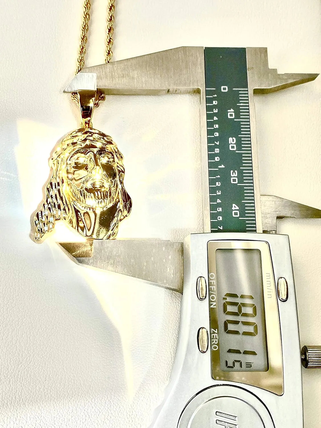 Iced Jesus Men Women 925 Italy Gold Finish Iced Silver Charm Ice Out Pendant Stainless Steel Real 3 mm Rope Chain, Mans Jewelry, Iced Pendant, Rope Necklace 16"- 24"