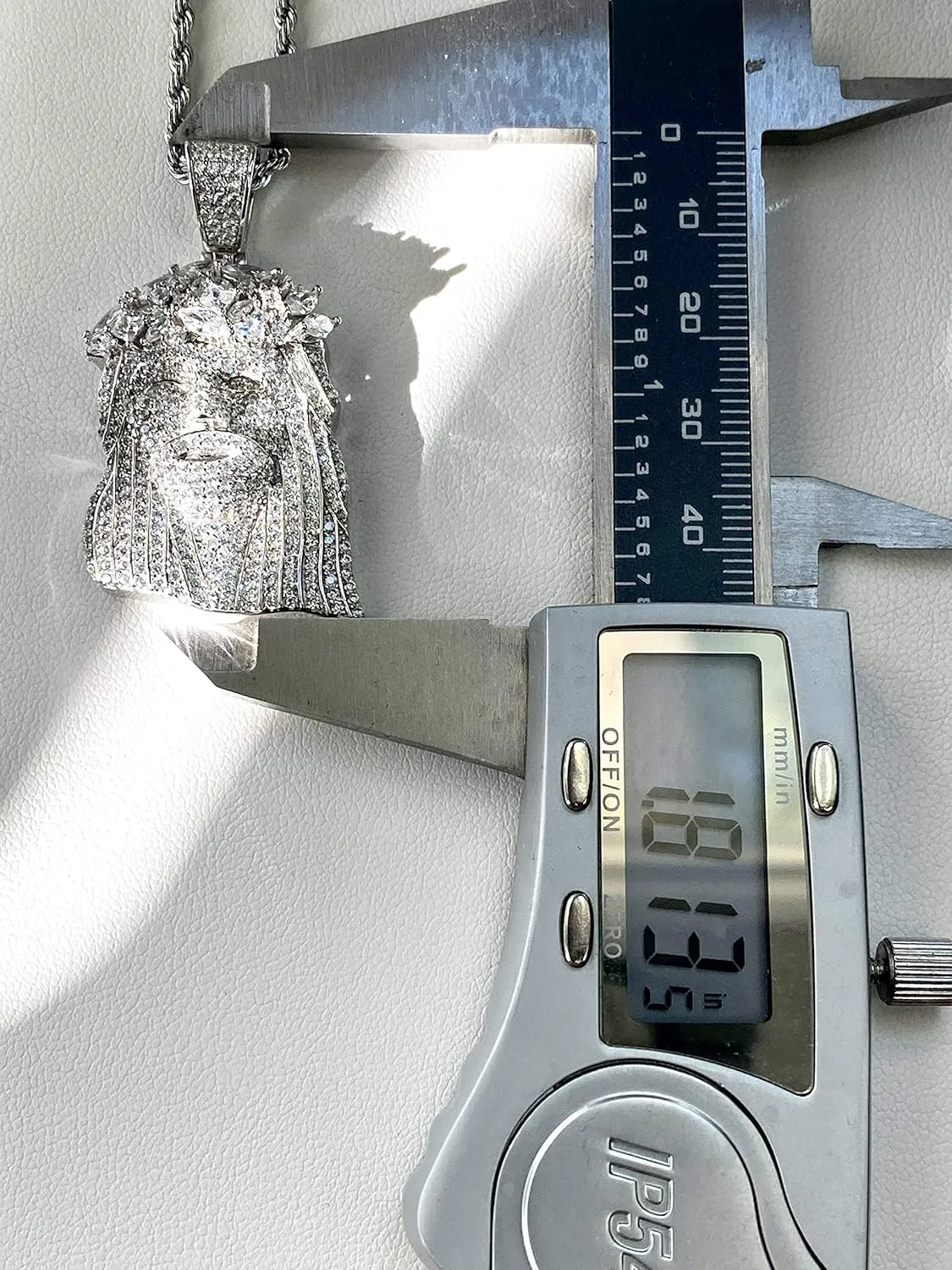 Iced Jesus Men Women 925 Italy Iced Silver Charm Ice Out Pendant Stainless Steel Real 3 mm Rope Chain, Mans Jewelry, Iced Pendant, Rope Necklace 16"- 24"