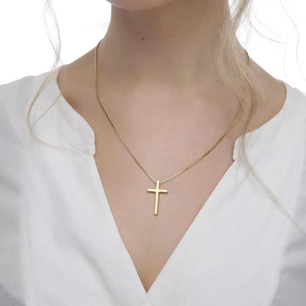 IEFSHINY Gifts for Men Boys - Stainless Steel Cross Pendant Chain Necklaces for Men, Mens 16-30 Inches Chain Gold Silver Black Cross Necklace Jewelry Gifts