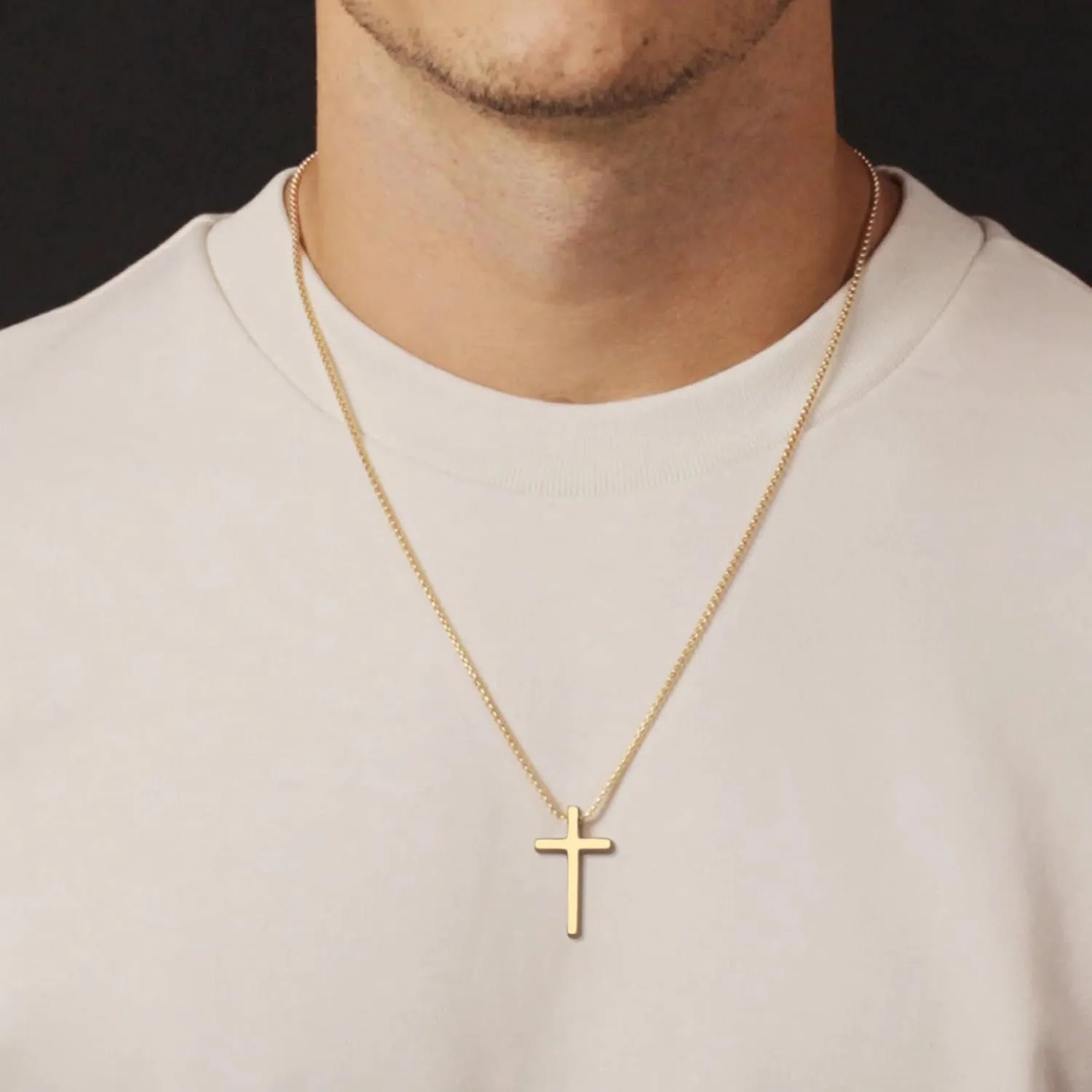 IEFSHINY Gifts for Men Boys - Stainless Steel Cross Pendant Chain Necklaces for Men, Mens 16-30 Inches Chain Gold Silver Black Cross Necklace Jewelry Gifts