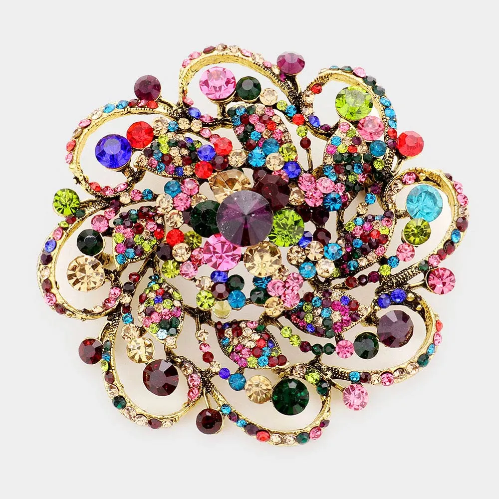 iLLASPARKZ Bubble Stone Flower Leaf Pin Brooch