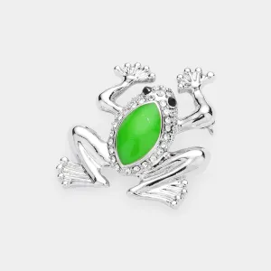 iLLASPARKZ Crystal Accented Frog Pin Brooch