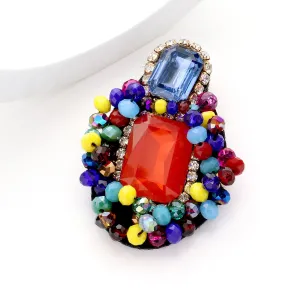 iLLASPARKZ Emerald Cut Glass Crystal Bead Cluster Pin Brooch