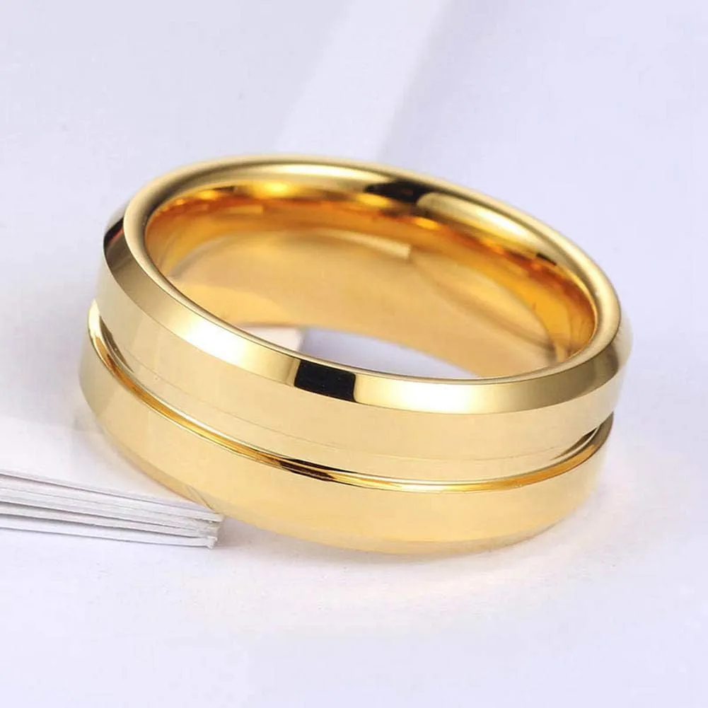 IOU 3pc Two Rings His Hers Wedding Ring Sets Couples Rings Women's Yellow Gold Plated Heart CZ Wedding Engagement Ring Bridal Sets Men's Stainless Steel Wedding Band