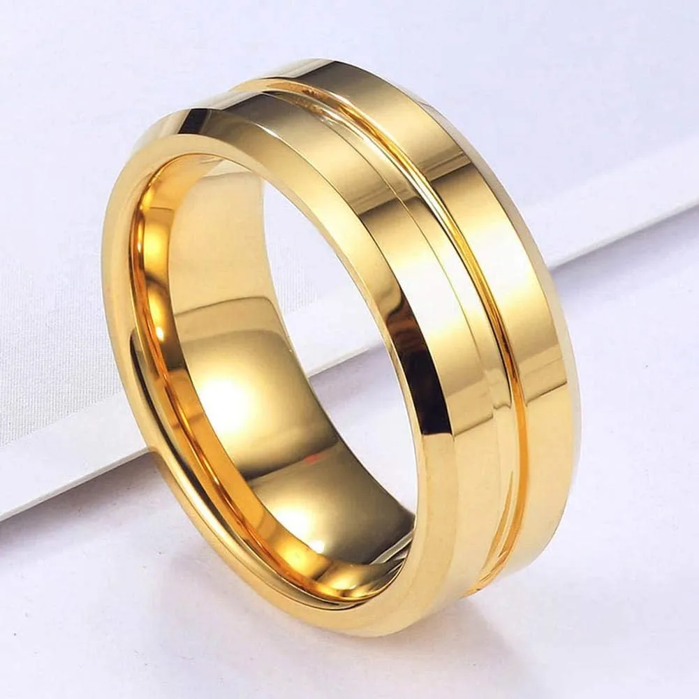IOU 3pc Two Rings His Hers Wedding Ring Sets Couples Rings Women's Yellow Gold Plated Heart CZ Wedding Engagement Ring Bridal Sets Men's Stainless Steel Wedding Band