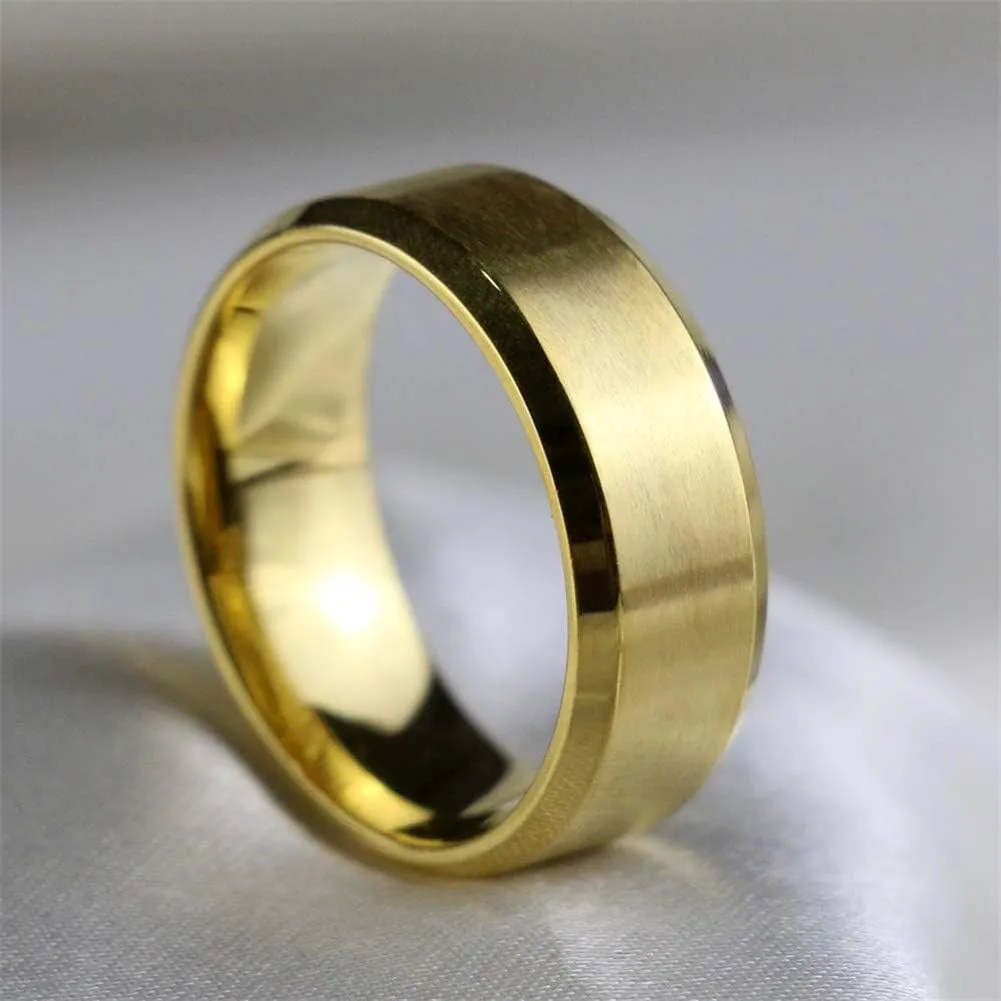IOU 3pc Two Rings His Hers Wedding Ring Sets Couples Rings Women's Yellow Gold Plated Round CZ Wedding Engagement Ring Bridal Sets Men's Stainless Steel Wedding Band