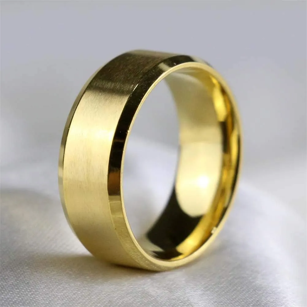 IOU 3pc Two Rings His Hers Wedding Ring Sets Couples Rings Women's Yellow Gold Plated Round CZ Wedding Engagement Ring Bridal Sets Men's Stainless Steel Wedding Band
