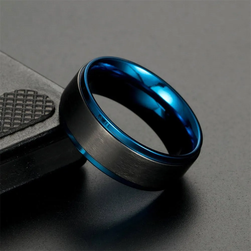 IOU His Hers Wedding Ring Sets Couples Rings Women's Black Gold Plated Blue Cz Ring Wedding Engagement Ring Bridal Sets Men's Stainless Steel Wedding Band