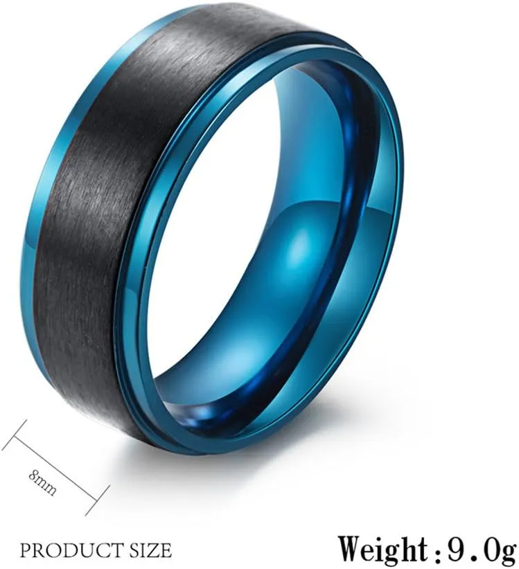 IOU His Hers Wedding Ring Sets Couples Rings Women's Black Gold Plated Blue Cz Ring Wedding Engagement Ring Bridal Sets Men's Stainless Steel Wedding Band