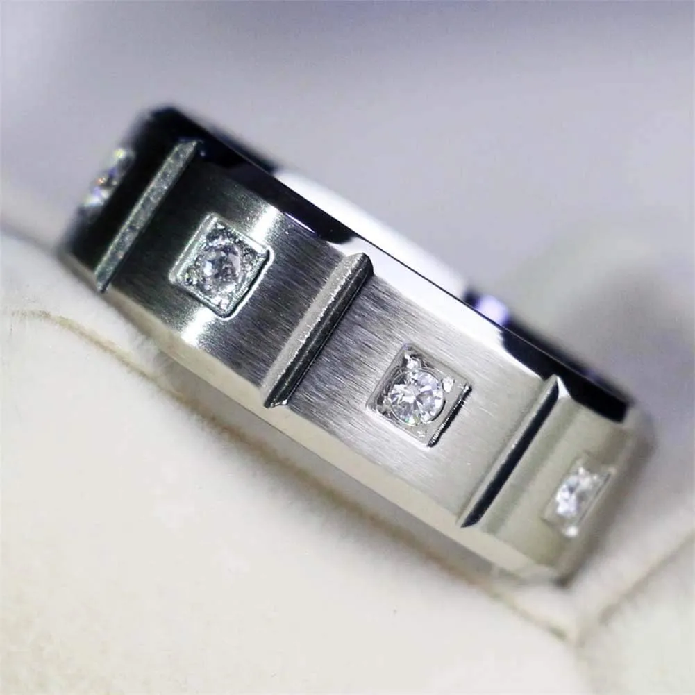 IOU His Hers Wedding Ring Sets Couples Rings Women's White Gold Plated White cz Ring Set Wedding Engagement Ring Bridal Sets Men's Stainless Steel Wedding Band