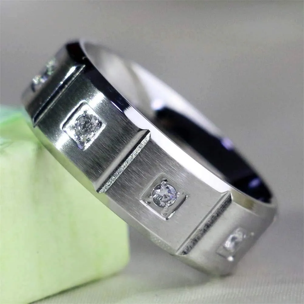 IOU His Hers Wedding Ring Sets Couples Rings Women's White Gold Plated White cz Ring Set Wedding Engagement Ring Bridal Sets Men's Stainless Steel Wedding Band