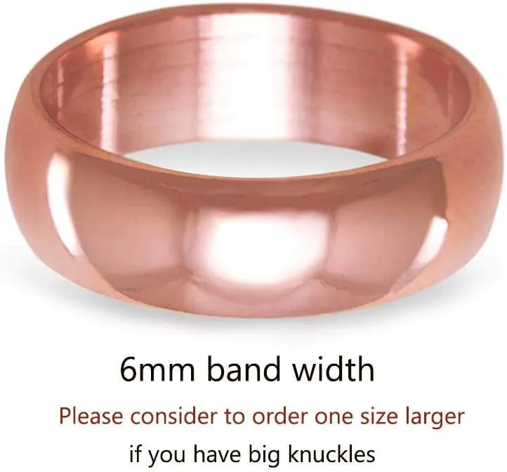 IVY & BAUBLE Uncoated Solid Pure Copper Ring Band for Men & Women, Made In USA, 3mm, 6mm, 8mm, Size 4-13