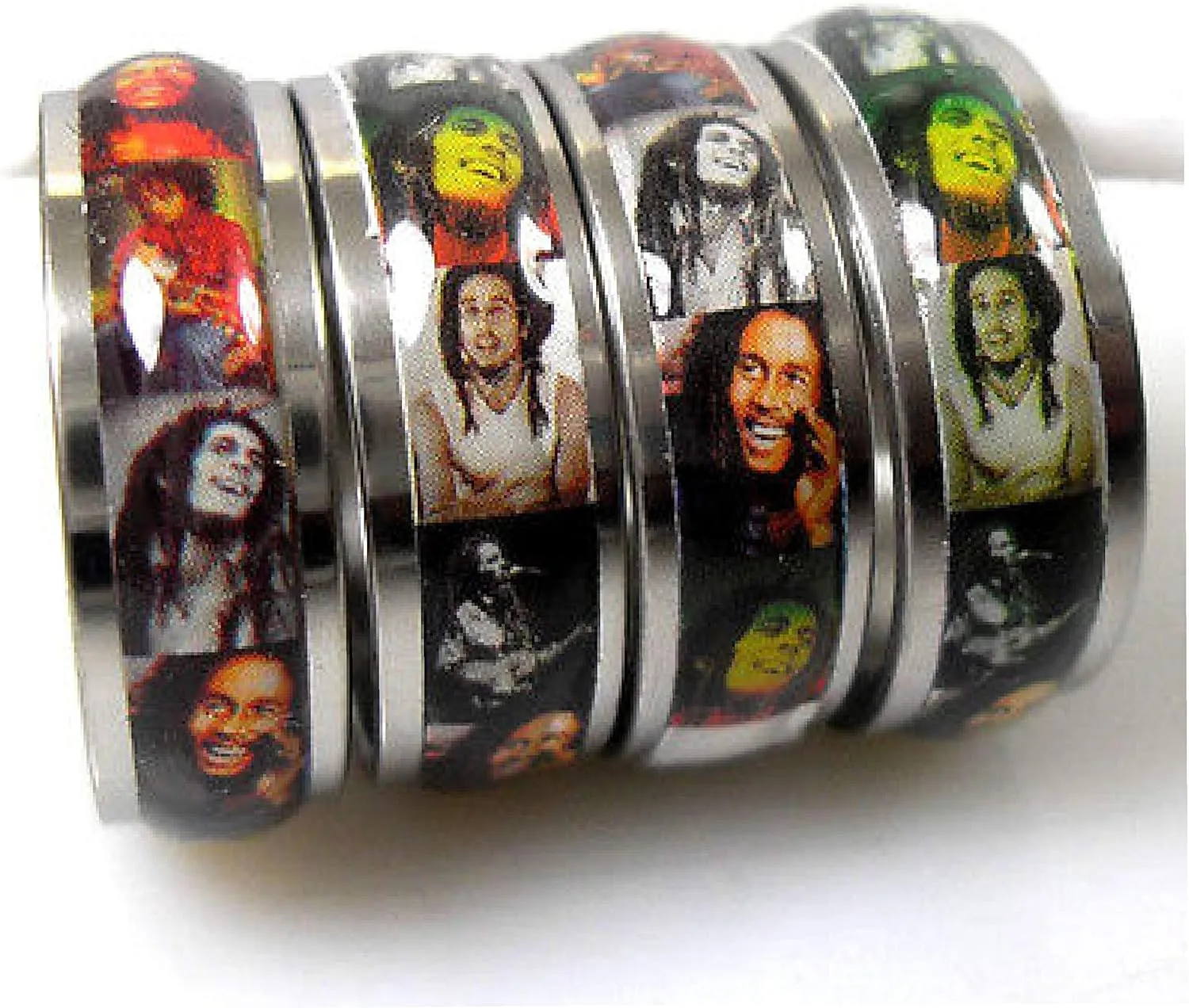 Jamiaca Stainless Steel Portrait Ring 7mm Sizes 7 1/2 to 11 1/2