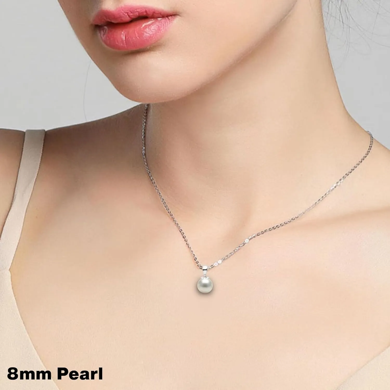Japanese Akoya Cultured Pearl Pendant Necklace AAAA Graded 6-10mm White Necklace Pendant with Sterling Silver Setting and Matching 16 or 18 Inch Chain - Orien Jewelry