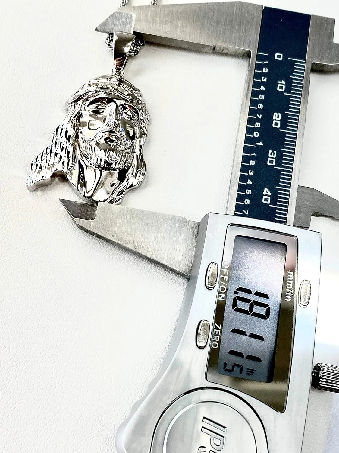 Jesus Peace M Men Women 925 Italy Iced Silver Charm Ice Out Pendant Stainless Steel Real 3 mm Rope Chain, Mans Jewelry, Iced Pendant, Rope Necklace 16"- 24"