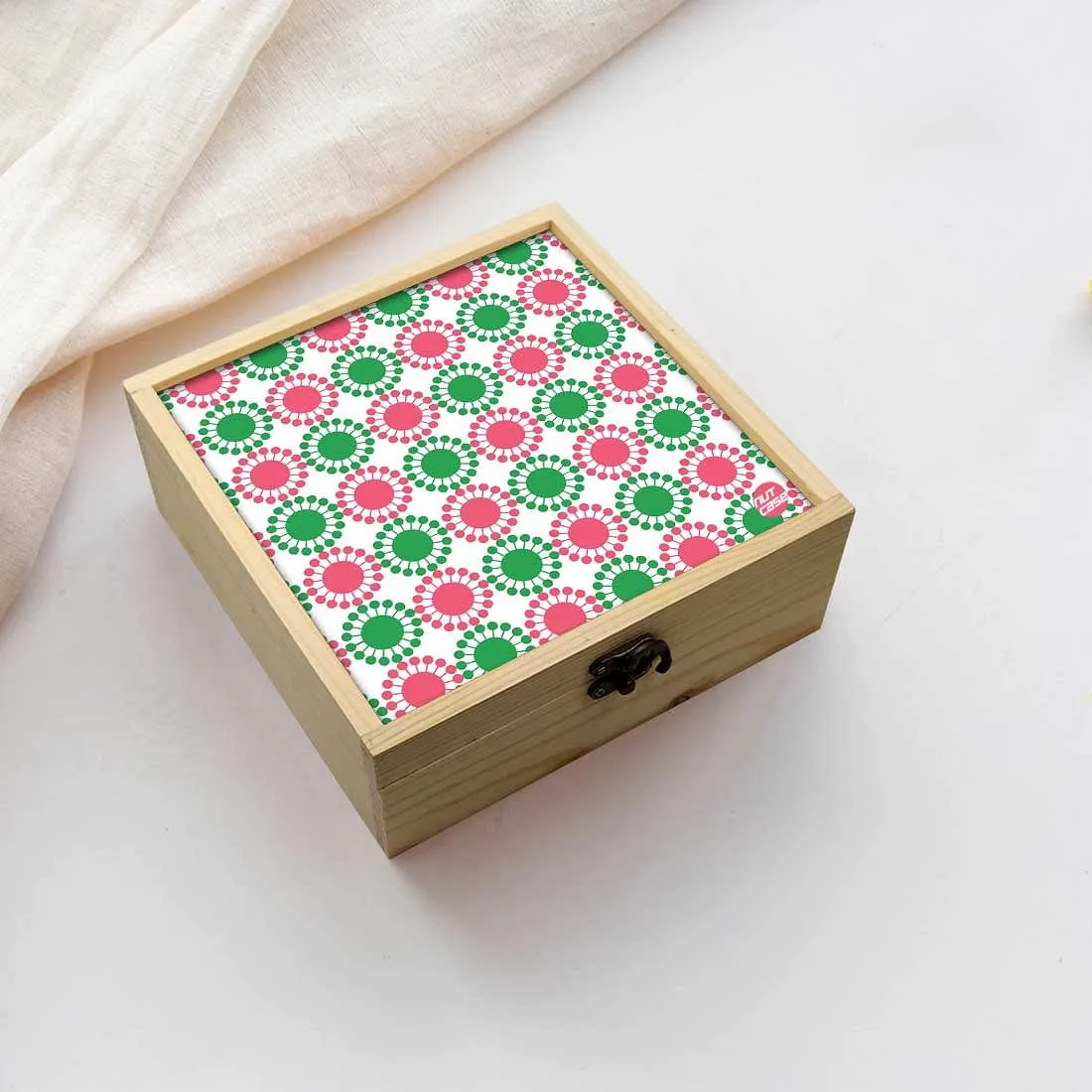 Jewellery Box Makepup Organizer -  Green And Pink Floral